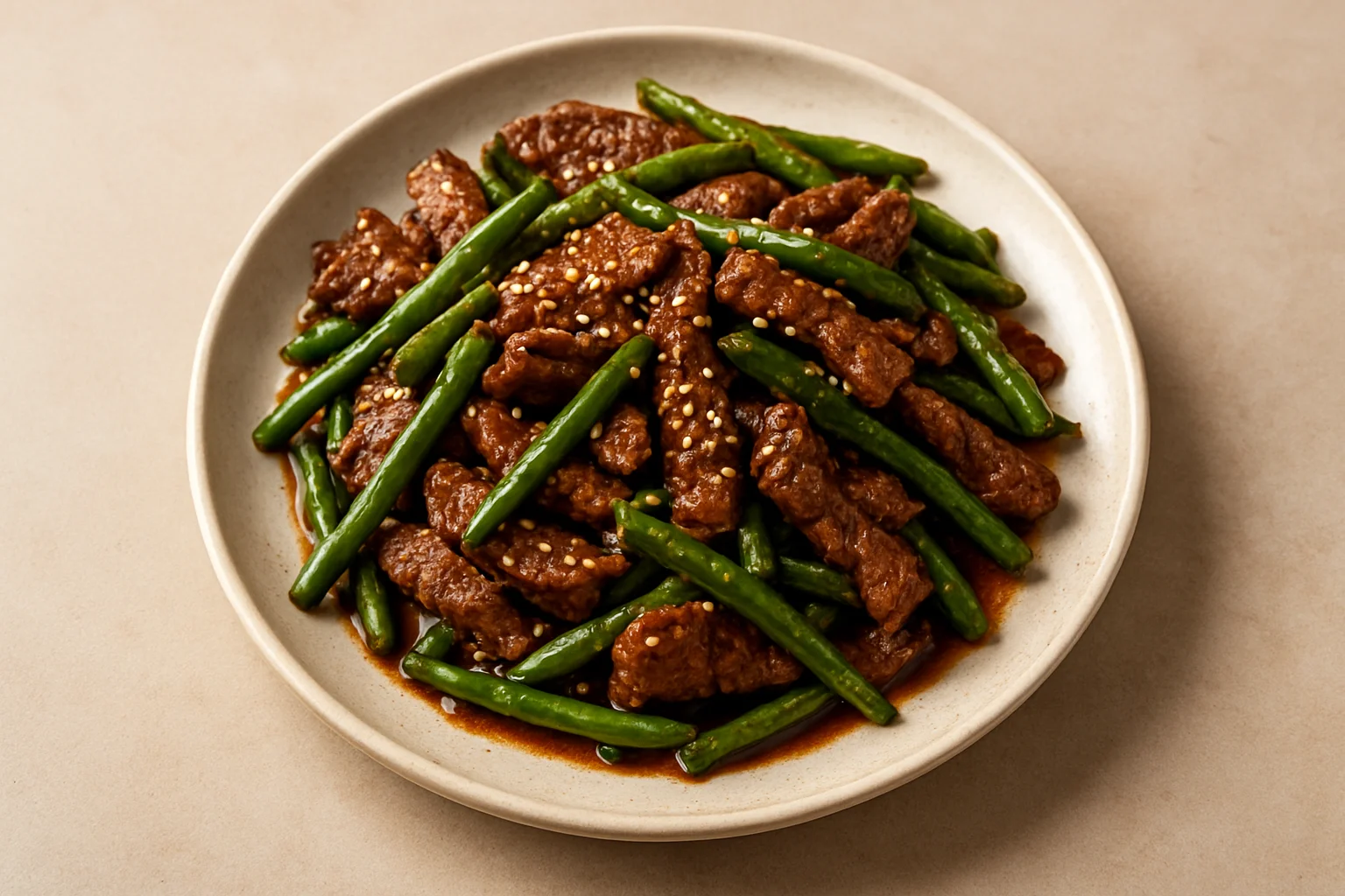 Bœuf sauté aux haricots verts