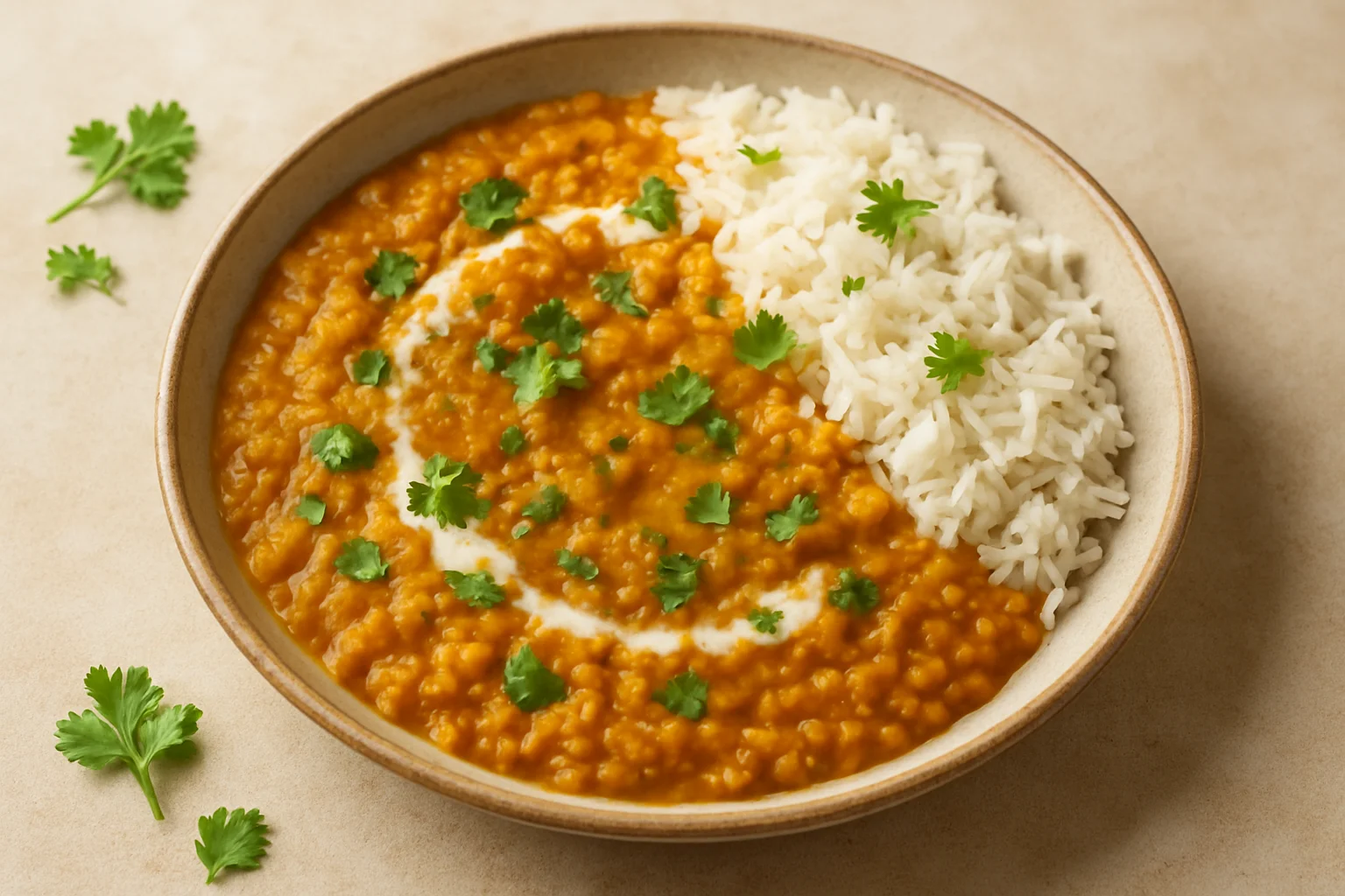 Dahl de lentilles corail au lait de coco