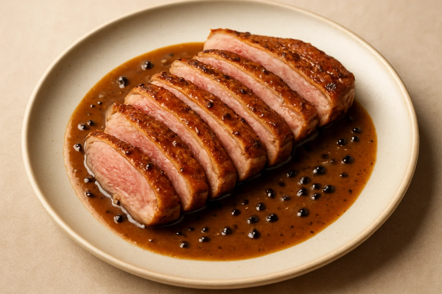 Magret de canard sauce au poivre