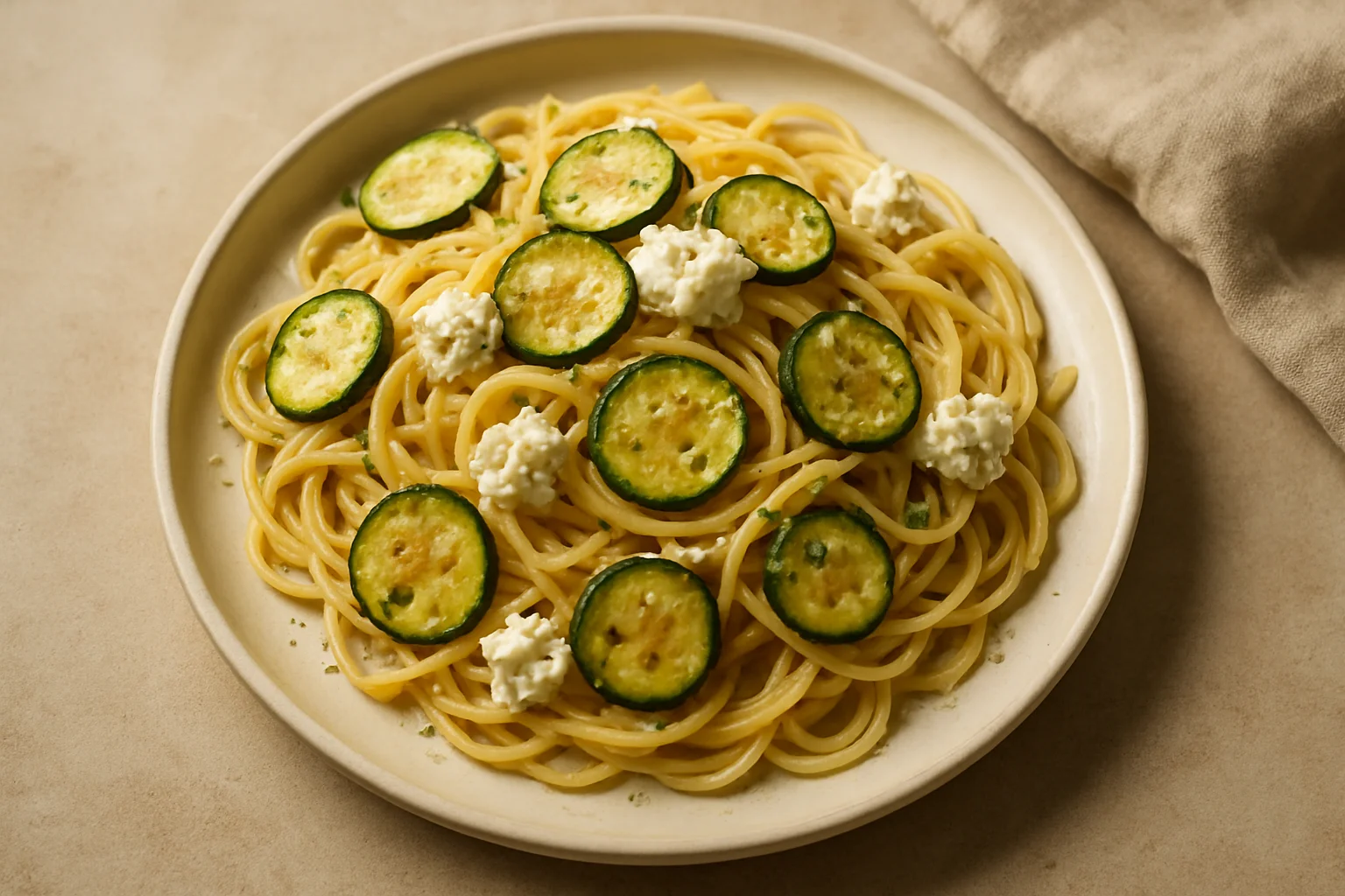 Pâtes courgettes-ricotta