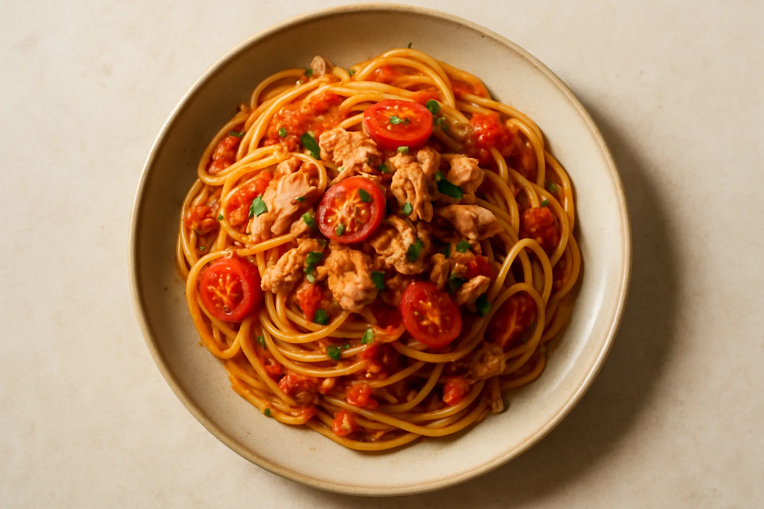 Pâtes au thon et tomate