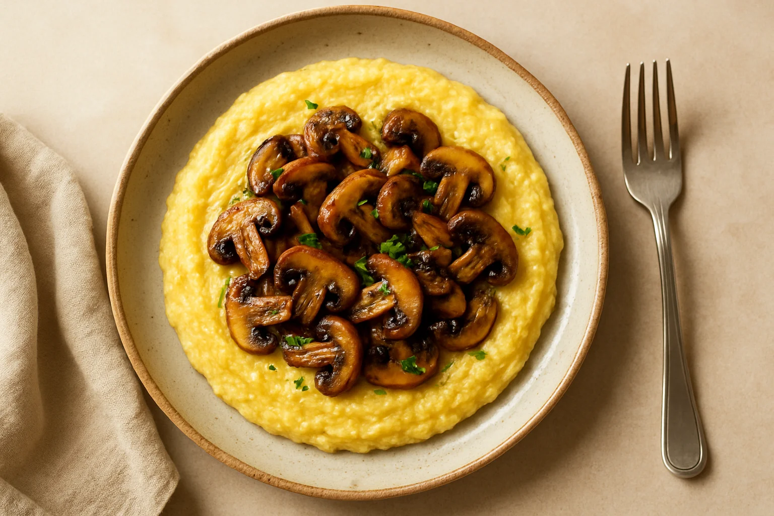 Polenta crémeuse aux champignons