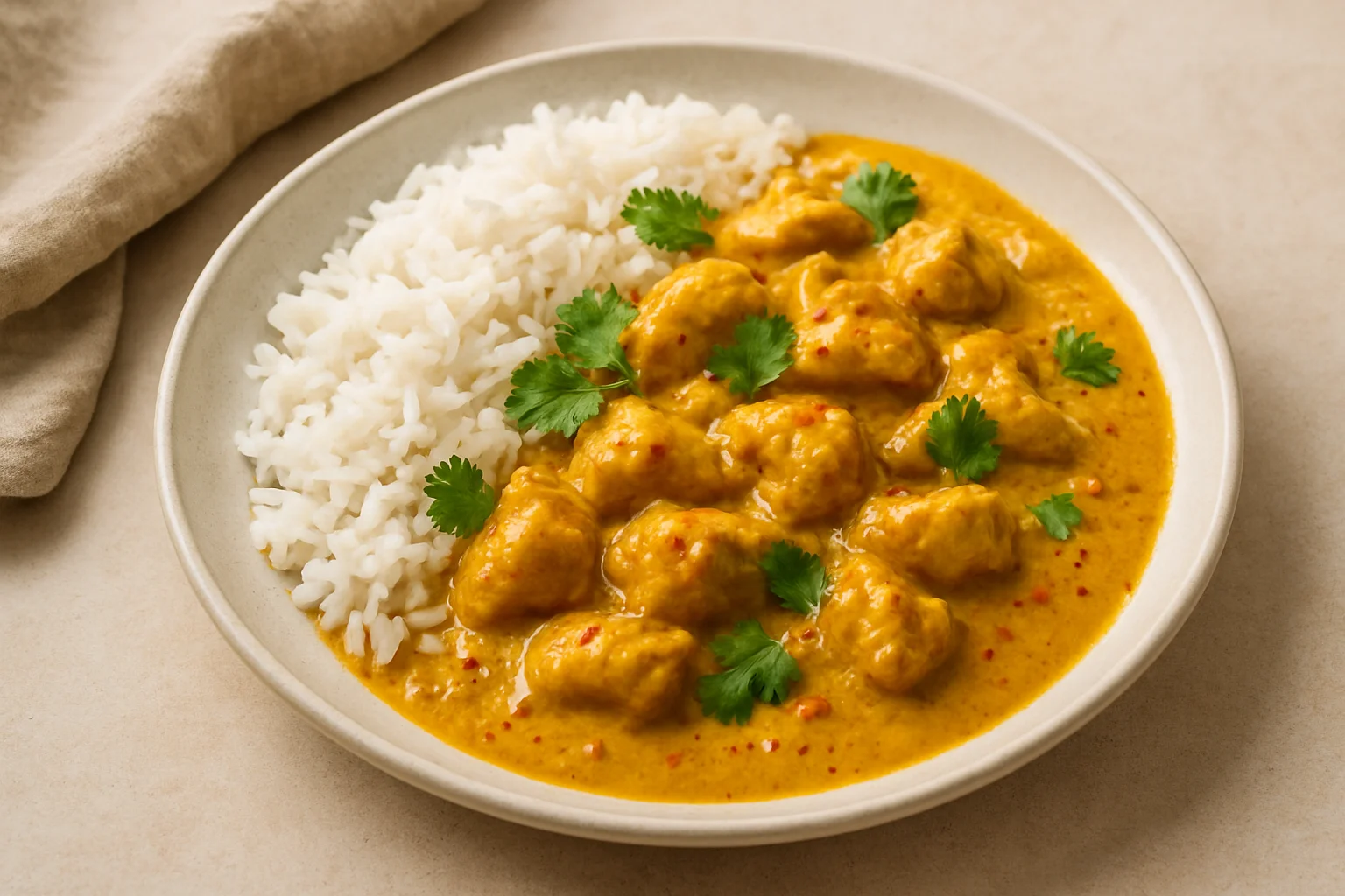 Poulet au curry et lait de coco