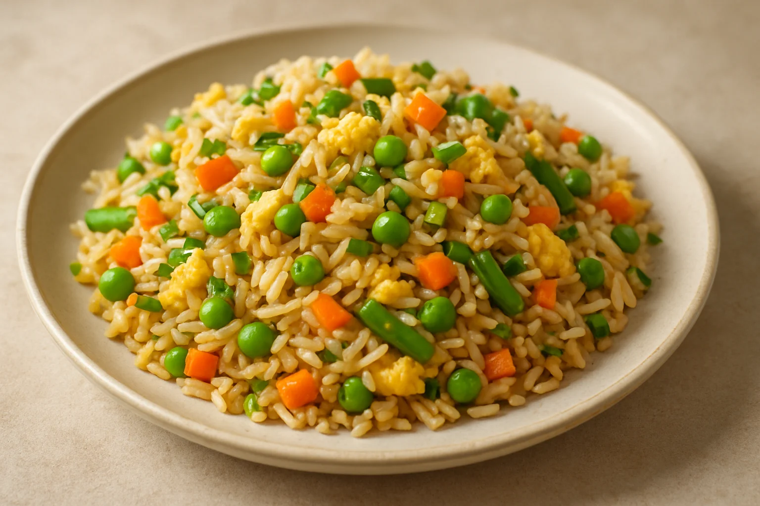 Riz sauté aux légumes et œuf