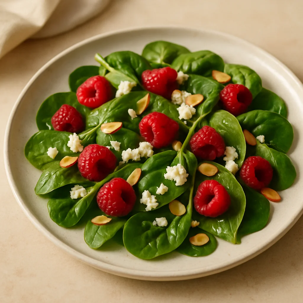 Salade épinards & framboises