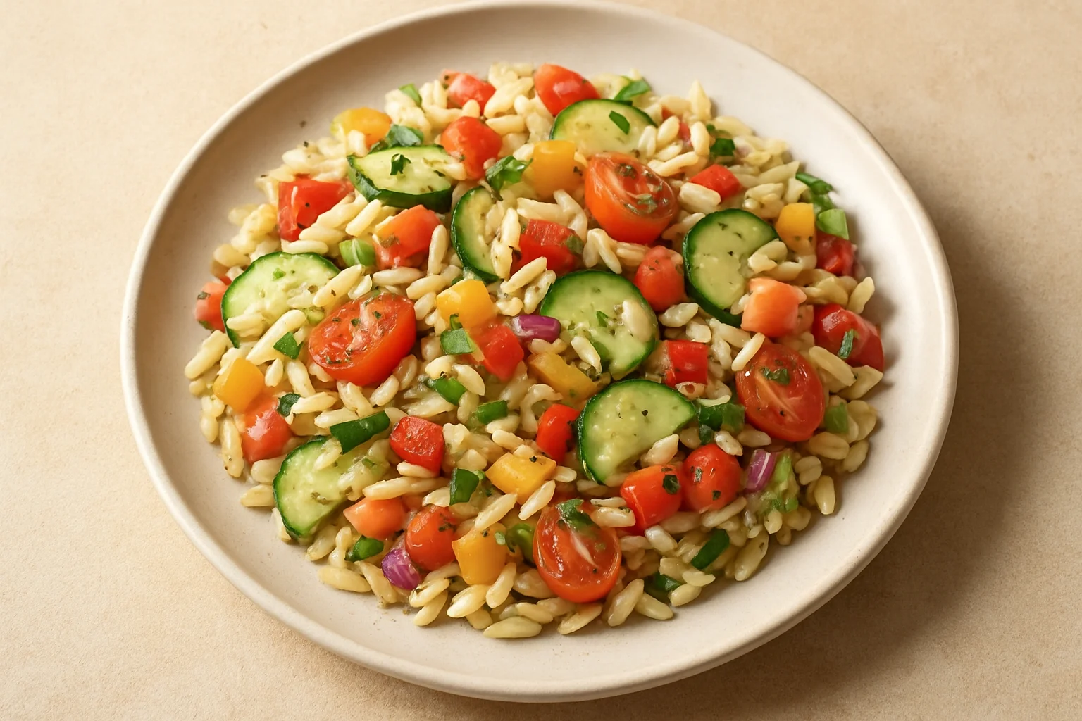 Salade d'orzo aux légumes