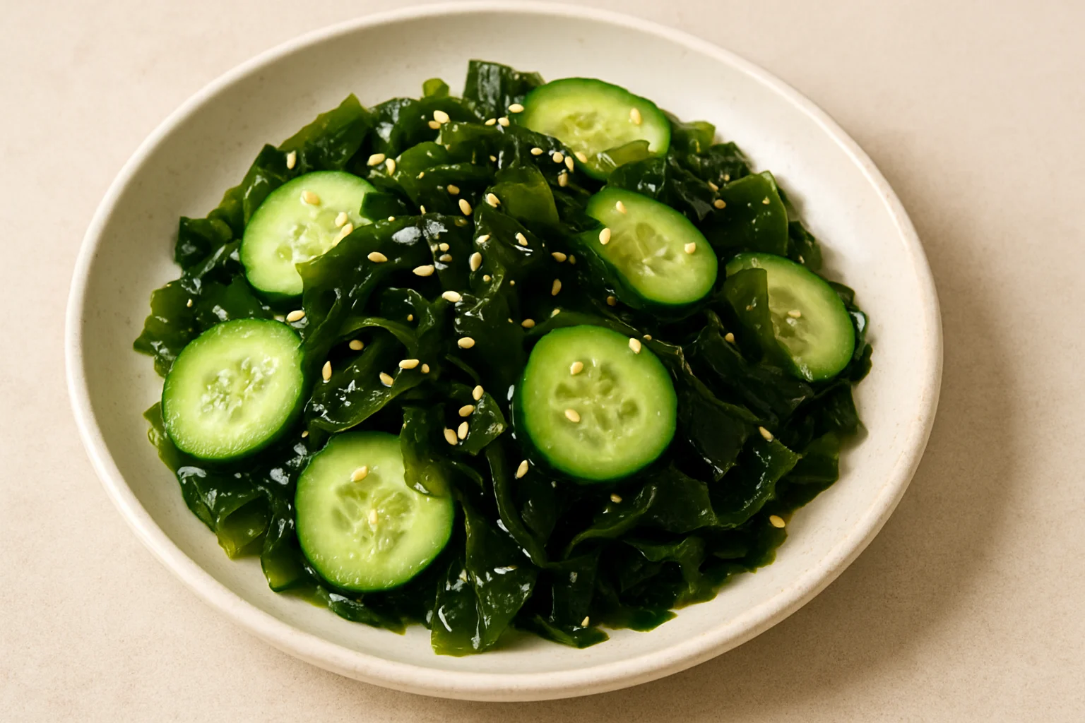 Salade de wakamé et concombre